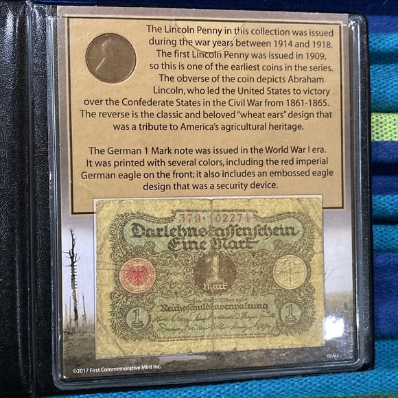 World War I Lincoln Wheat Penny 1916 and Banknote from First Commemorative Mint - Picture 2 of 10